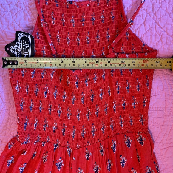 Angie Wide Leg Palazzo Pant Jumpsuit Size Small Red Orange Floral Print NWT - Picture 3 of 8